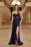 Nox Anabel Y1804 Shiny Stretch Satin Strapless Prom Gown