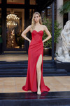 Nox Anabel Y1804 Shiny Stretch Satin Strapless Prom Gown