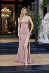 Nox Anabel Y1804 Shiny Stretch Satin Strapless Prom Gown