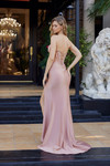 Nox Anabel Y1804 Shiny Stretch Satin Strapless Prom Gown