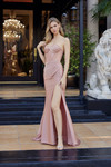 Nox Anabel Y1804 Shiny Stretch Satin Strapless Prom Gown