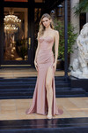 Nox Anabel Y1804 Shiny Stretch Satin Strapless Prom Gown