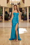 Nox Anabel Y1804 Shiny Stretch Satin Strapless Prom Gown