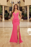 Nox Anabel Y1807 Stretch Satin V-Neck Spaghetti Straps Dress