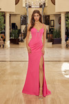 Nox Anabel Y1807 Stretch Satin V-Neck Spaghetti Straps Dress