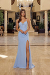 Nox Anabel Y1807 Stretch Satin V-Neck Spaghetti Straps Dress