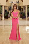 Nox Anabel Y1807 Stretch Satin V-Neck Spaghetti Straps Dress