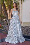 Nox Anabel E1925 Satin Polka Dots Halter Neck Prom Gown