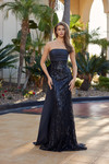Nox Anabel Q1781 Tulle Full Sequined Strapless Fitted Gown