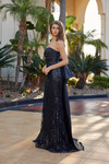 Nox Anabel Q1781 Tulle Full Sequined Strapless Fitted Gown