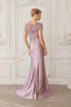 Nox Anabel MD155 Satin Beaded V-neckline Short Sleeves Gown