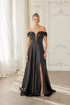 Nox Anabel ME150 Stretch Satin Off Shoulder Sleeve Gown