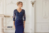 Nox Anabel MH163 Embroidered Sheer Quarter Sleeves Gown