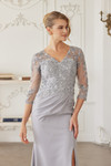 Nox Anabel MH163 Embroidered Sheer Quarter Sleeves Gown