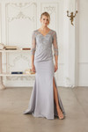 Nox Anabel MH163 Embroidered Sheer Quarter Sleeves Gown