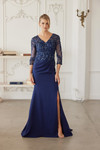 Nox Anabel MH163 Embroidered Sheer Quarter Sleeves Gown