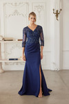 Nox Anabel MH163 Embroidered Sheer Quarter Sleeves Gown