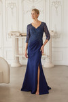 Nox Anabel MH161 Fully Beaded Quarter Sleeves V-neck Gown