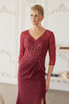 Nox Anabel MH161 Fully Beaded Quarter Sleeves V-neck Gown