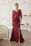 Nox Anabel MH161 Fully Beaded Quarter Sleeves V-neck Gown