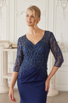Nox Anabel MH161 Fully Beaded Quarter Sleeves V-neck Gown