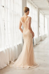 Nox Anabel MH162 Beaded V-neckline Short Sleeves Train Gown