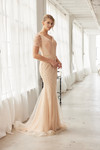 Nox Anabel MH162 Beaded V-neckline Short Sleeves Train Gown