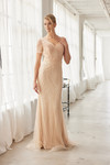 Nox Anabel MH162 Beaded V-neckline Short Sleeves Train Gown