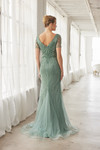 Nox Anabel MH162 Beaded V-neckline Short Sleeves Train Gown