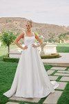 Nox Anabel JW1048 Satin Off Shoulder Sleeves Wedding Gown