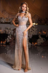Portia and Scarlett PS25983C Beaded Fringes V-Neck Dress