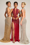 Portia and Scarlett PS25988C Beaded Plunging V-Neck Dress
