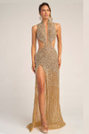 Portia and Scarlett PS25988C Beaded Plunging V-Neck Dress