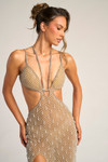 Portia and Scarlett PS26420C Beaded Plunging Neck Dress