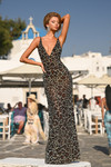 Portia and Scarlett PS26458C Beaded Stones V-Neck Long Dress