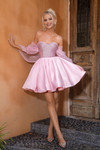 Portia and Scarlett PS24016 Satin Strapless Short Dress