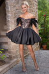 Portia and Scarlett PS24417 Satin Off Shoulder Short Dress