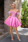 Portia and Scarlett PS24417 Satin Off Shoulder Short Dress