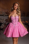 Portia and Scarlett PS25784 Lace Beaded Corset Short Dress