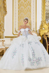 Dancing Queen 5147 Glitter Tulle Floral Off-Shoulder Gown