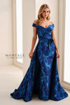 Montage by Mon Cheri M4201 Brocade 3D Flower V-Neck Gown