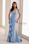 Montage by Mon Cheri M4202 Pique Off-Shoulder Long Gown