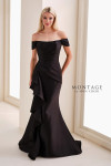 Montage by Mon Cheri M4202 Pique Off-Shoulder Long Gown
