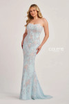 Colette by Daphne CL6007 Stretch Mesh Lace Strapless Dress