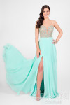 Terani Couture 1712P2512 Chiffon Illusion High Neck Gown