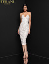 Terani Couture 1811C6027 Beaded Strapless Tea Length Dress