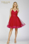 Terani Couture 1821H7761 Glitter Tulle V-neck Short Dress