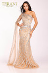 Terani Couture 2012GL2390 Cape Tulle One Shoulder Long Gown