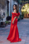 Terani Couture 231P0181 Matte Satin Ruffle Sleeves Dress