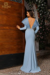 Terani Couture 251E4222 Crepe V-neck Long Sleeves Dress